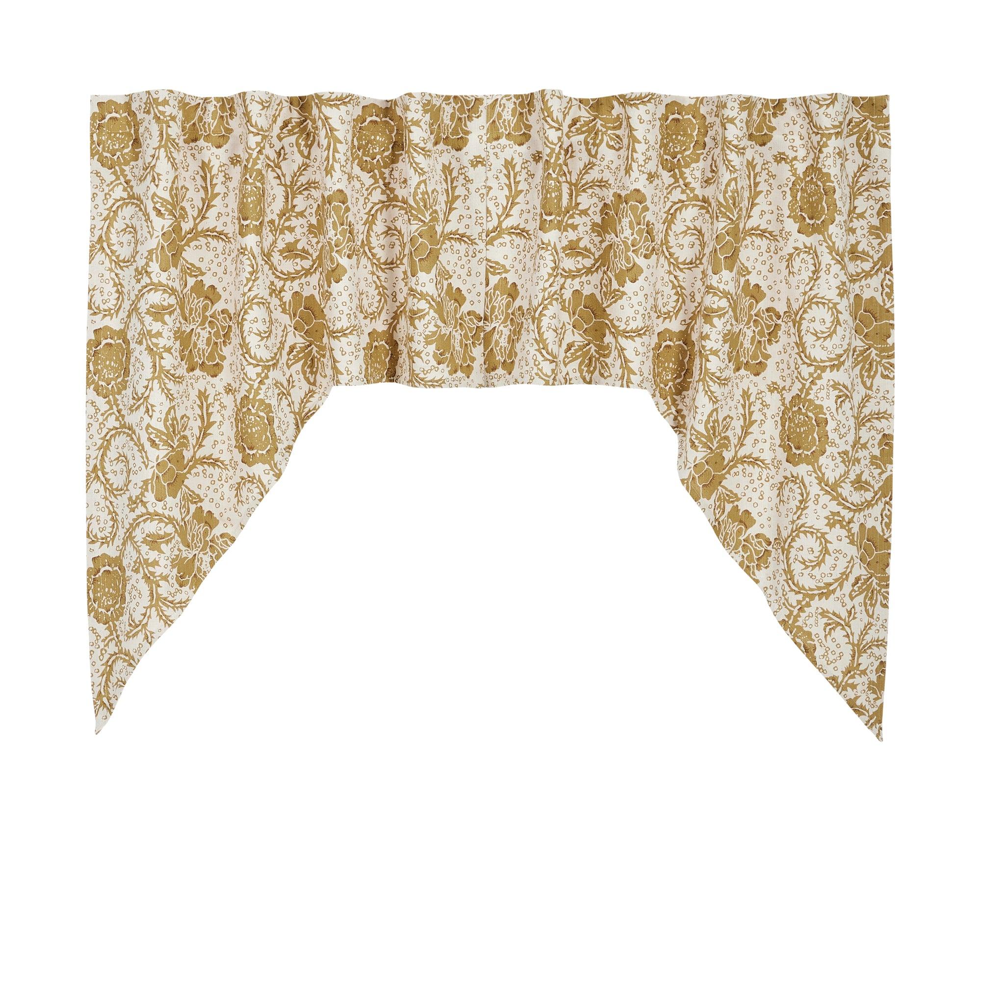 Dorset Gold Floral Swag Curtain Set of 2 36x36x16 VHC Brands - The Fox Decor