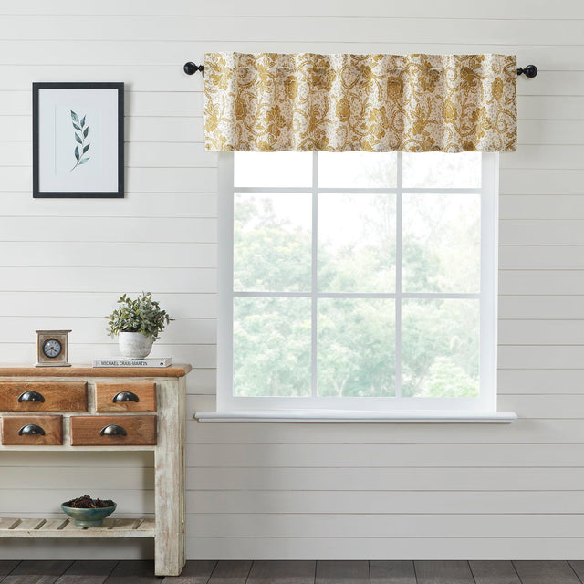 Dorset Gold Floral Valance Curtain 16x72 VHC Brands - The Fox Decor