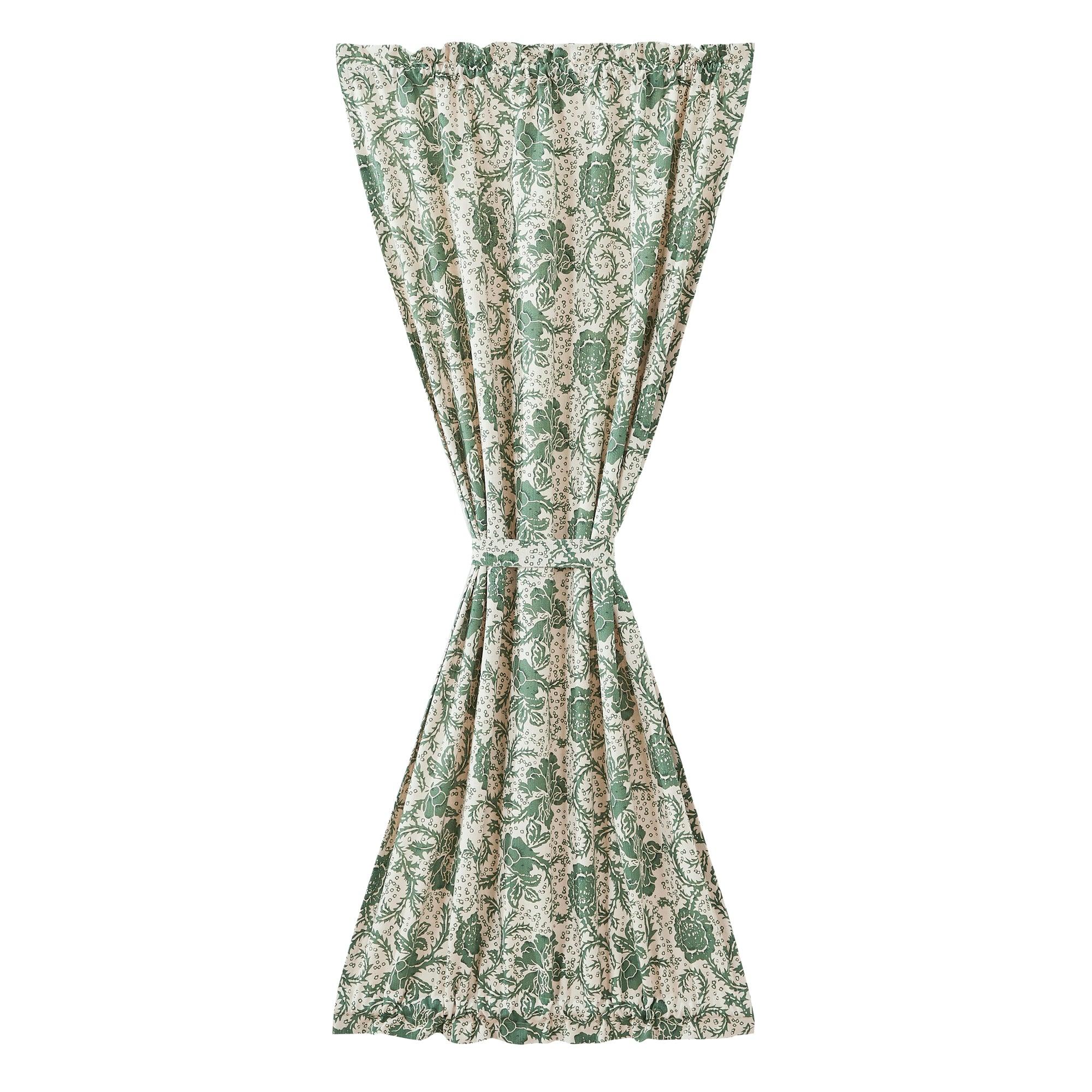 Dorset Green Floral Door Panel Curtain 72x40 VHC Brands - The Fox Decor