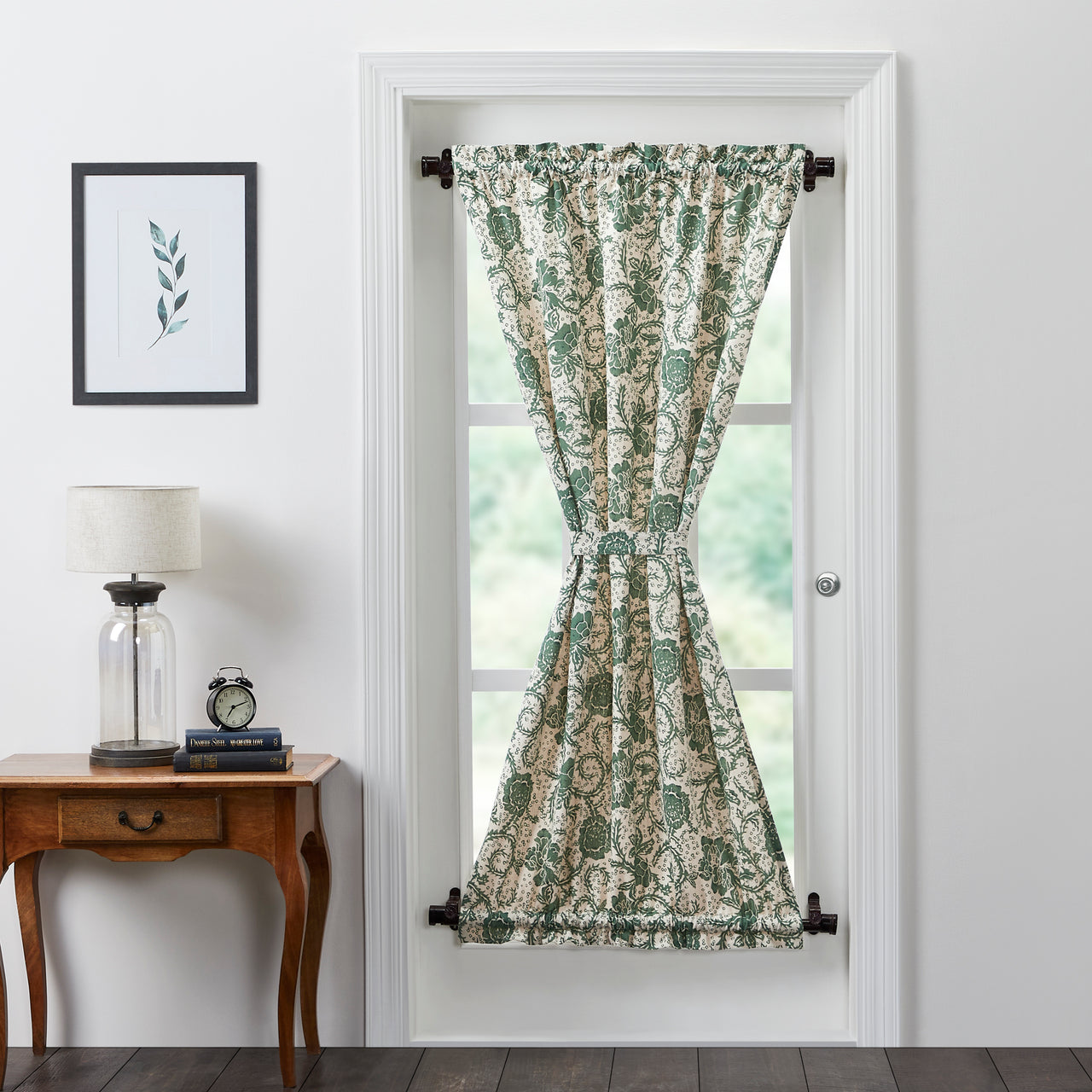 Dorset Green Floral Door Panel Curtain 72x40 VHC Brands