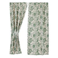 Thumbnail for Dorset Green Floral Short Panel Curtain Set of 2 63x36 VHC Brands - The Fox Decor