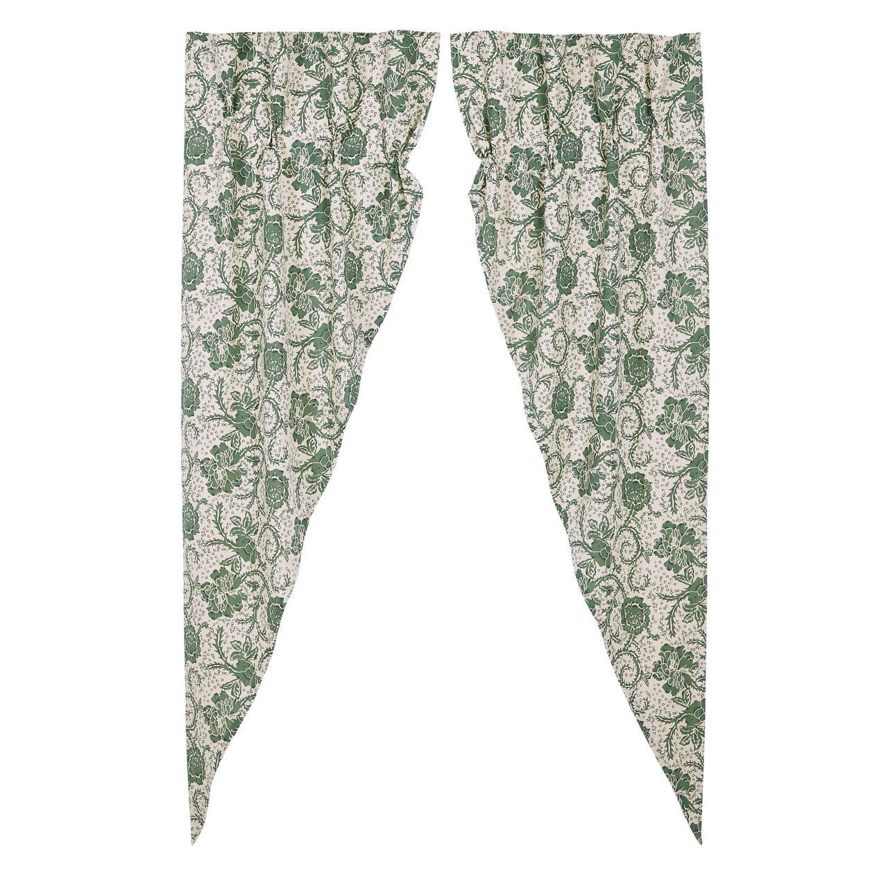 Dorset Green Floral Prairie Long Panel Curtain Set of 2 84x36x18 VHC Brands