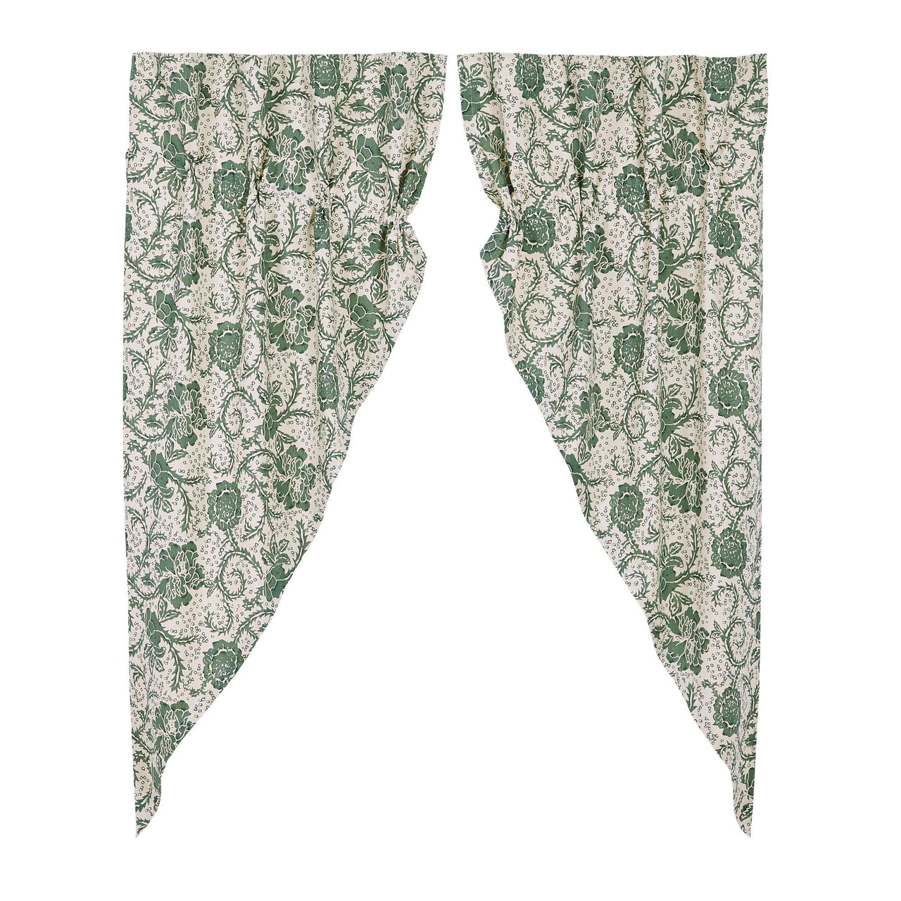 Dorset Green Floral Prairie Short Panel Curtain Set of 2 63x36x18 VHC Brands - The Fox Decor