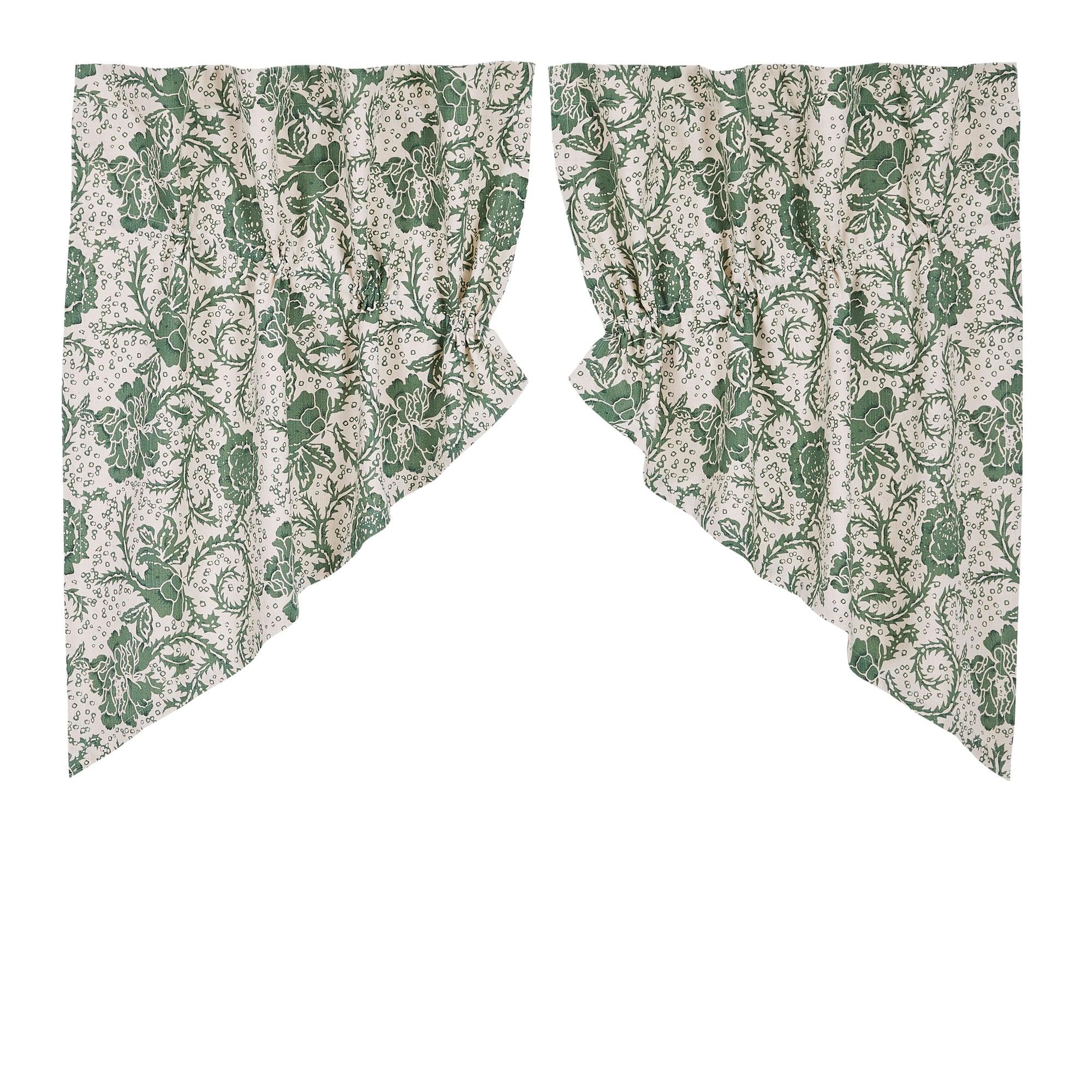 Dorset Green Floral Prairie Swag Set of 2 36x36x18 VHC Brands