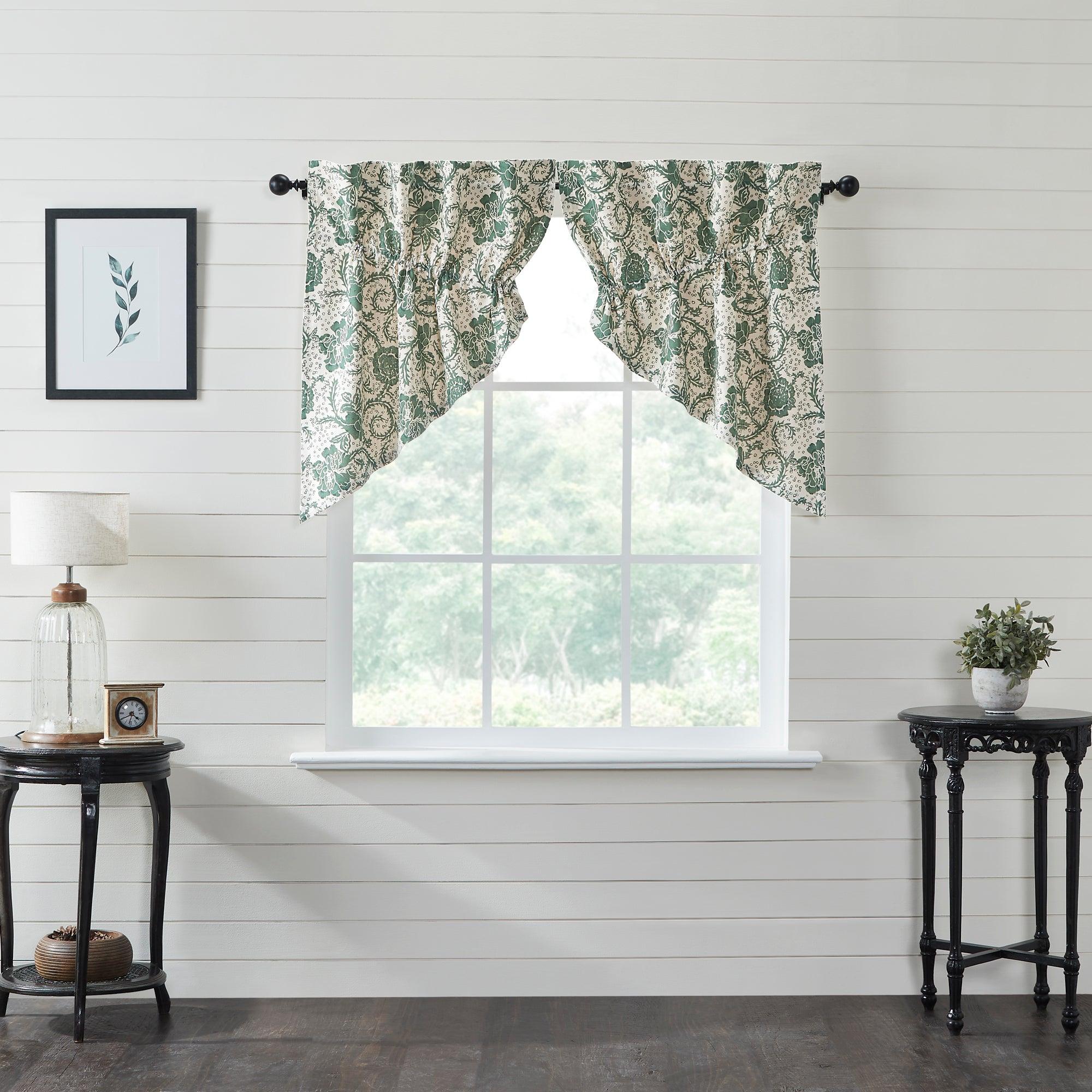 Dorset Green Floral Prairie Swag Set of 2 36x36x18 VHC Brands - The Fox Decor