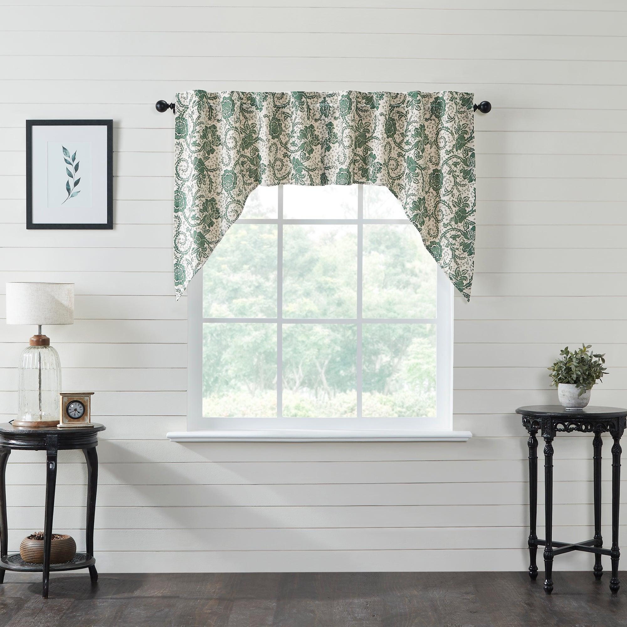 Dorset Green Floral Swag Curtain Set of 2 36x36x16 VHC Brands - The Fox Decor