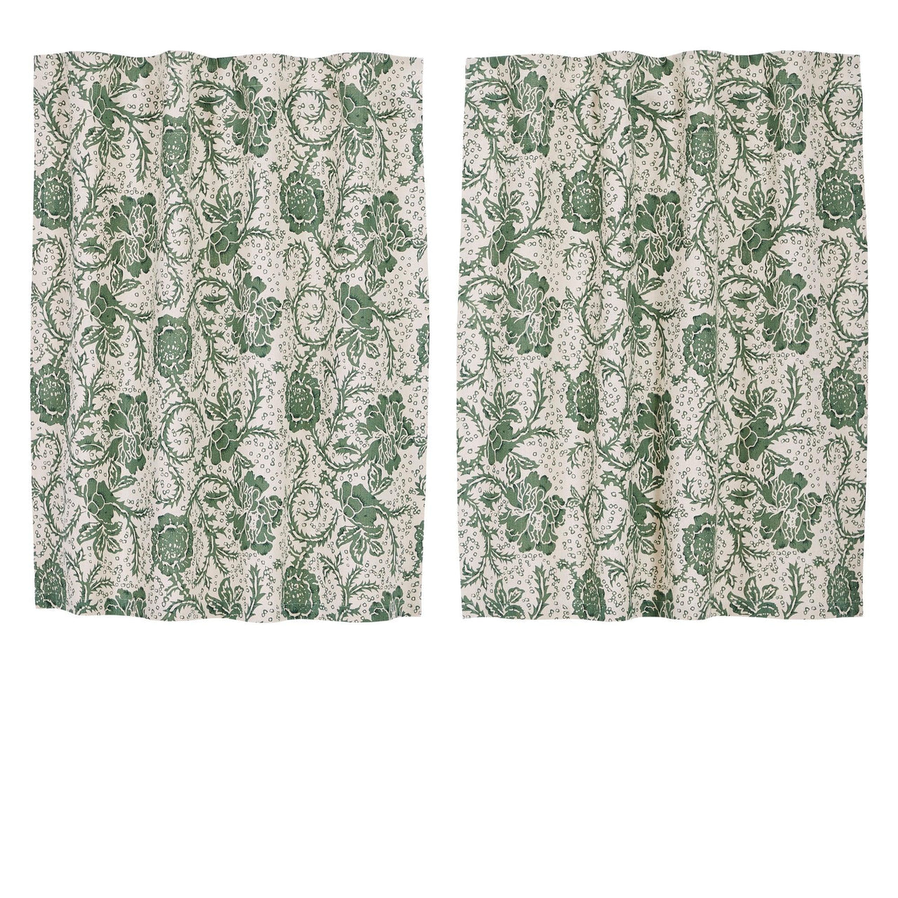 Dorset Green Floral Tier Curtain Set of 2 L24xW36 VHC Brands - The Fox Decor