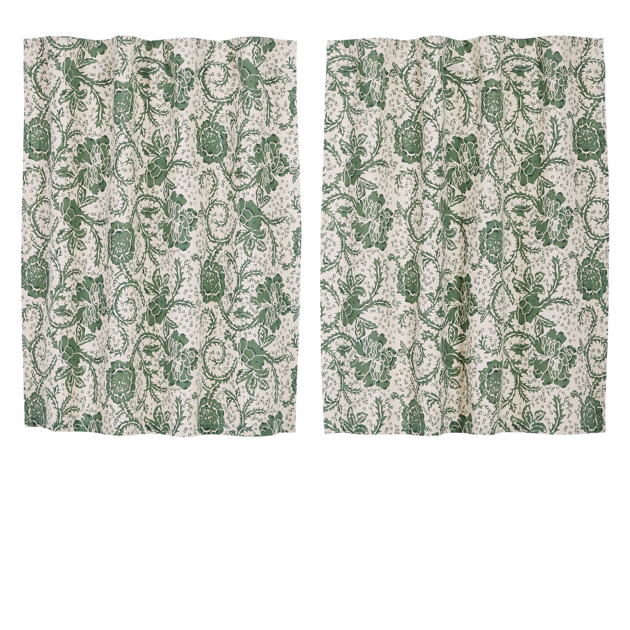 Dorset Green Floral Tier Curtain Set of 2 L24xW36 VHC Brands