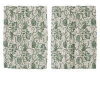 Thumbnail for Dorset Green Floral Tier Curtain Set of 2 L24xW36 VHC Brands - The Fox Decor