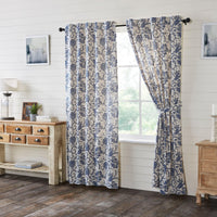 Thumbnail for Dorset Navy Floral Panel Curtain Set of 2 84x40 VHC Brands