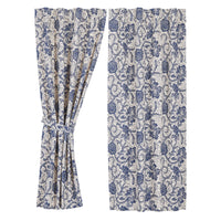 Thumbnail for Dorset Navy Floral Short Panel Curtain Set of 2 63x36 VHC Brands