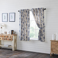 Thumbnail for Dorset Navy Floral Short Panel Curtain Set of 2 63x36 VHC Brands - The Fox Decor