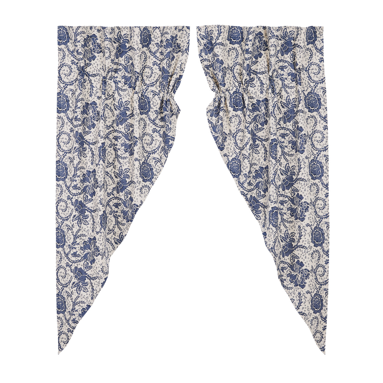 Dorset Navy Floral Prairie Short Panel Curtain Set of 2 63x36x18 VHC Brands