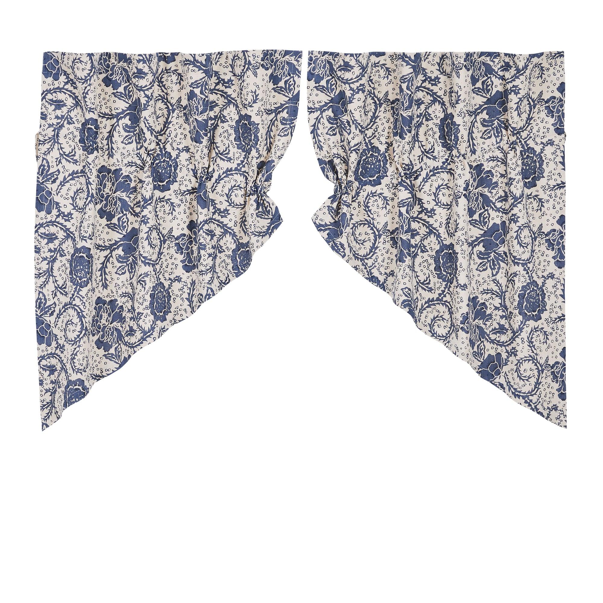 Dorset Navy Floral Prairie Swag Set of 2 36x36x18 VHC Brands