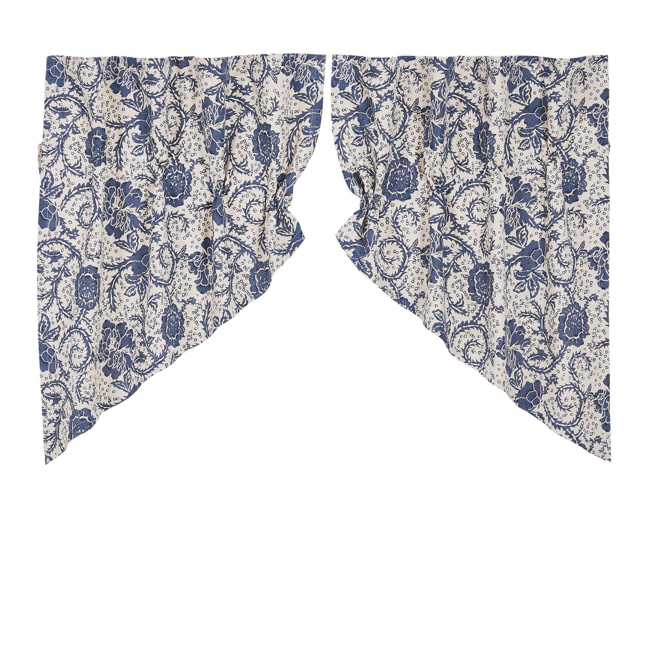 Dorset Navy Floral Prairie Swag Set of 2 36x36x18 VHC Brands - The Fox Decor