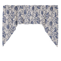 Thumbnail for Dorset Navy Floral Swag Curtain Set of 2 36x36x16 VHC Brands - The Fox Decor