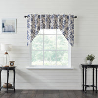 Thumbnail for Dorset Navy Floral Swag Curtain Set of 2 36x36x16 VHC Brands - The Fox Decor