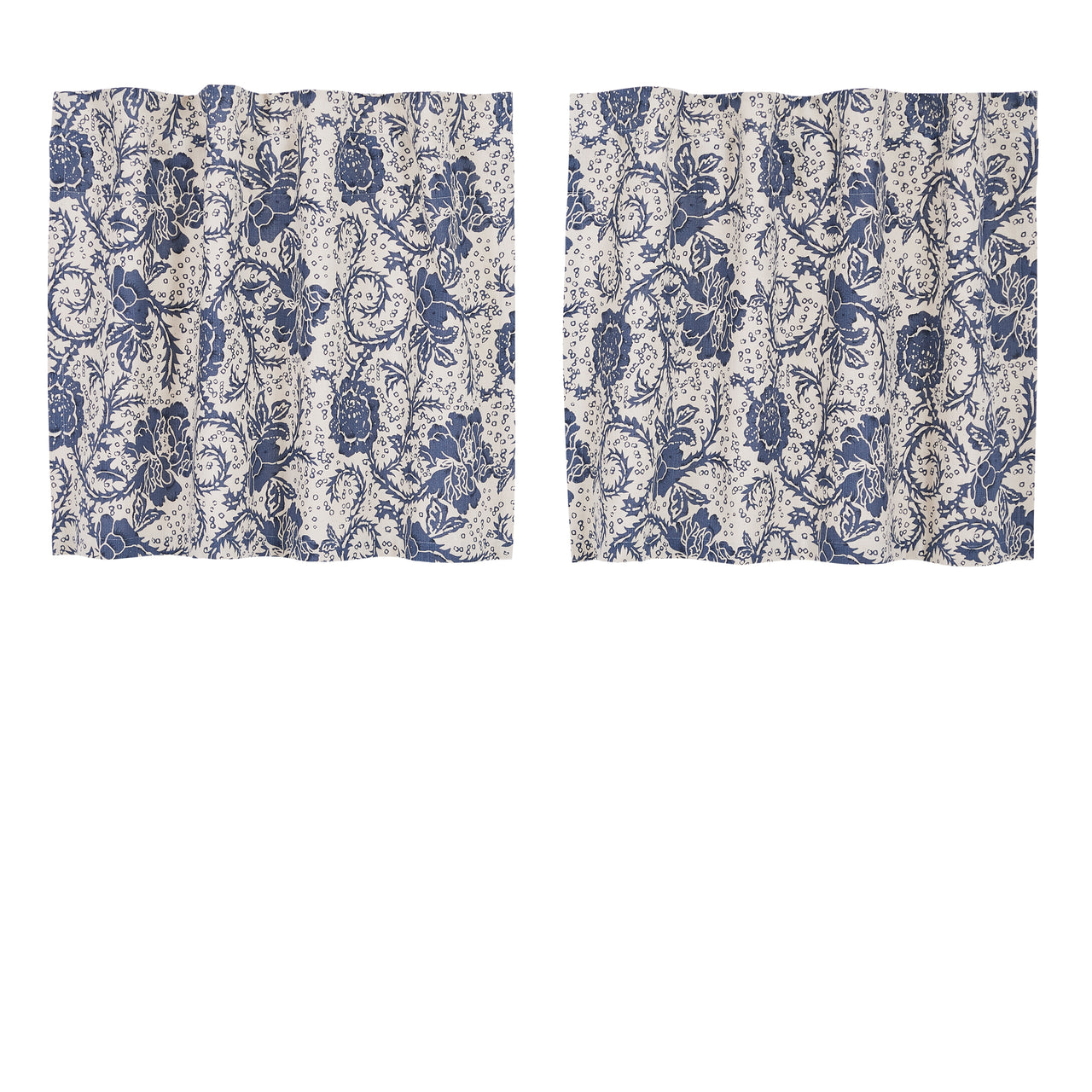 Dorset Navy Floral Tier Curtain Set of 2 L24xW36 VHC Brands