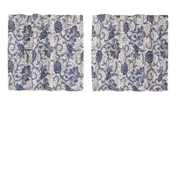 Thumbnail for Dorset Navy Floral Tier Curtain Set of 2 L24xW36 VHC Brands