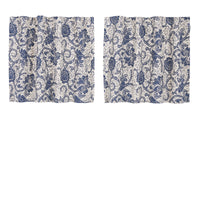 Thumbnail for Dorset Navy Floral Tier Curtain Set of 2 L24xW36 VHC Brands