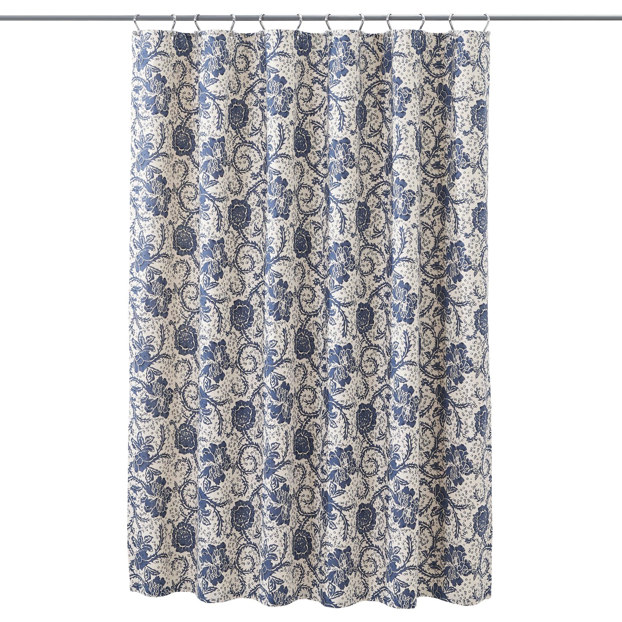 Dorset Navy Floral Shower Curtain 72x72 VHC Brands - The Fox Decor