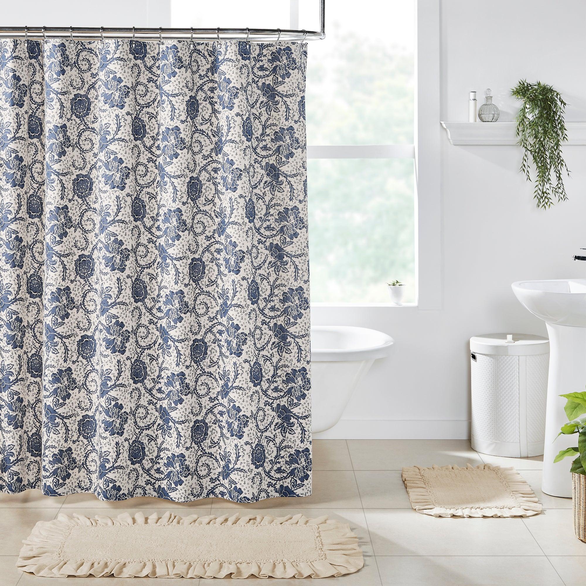 Dorset Navy Floral Shower Curtain 72x72 VHC Brands - The Fox Decor