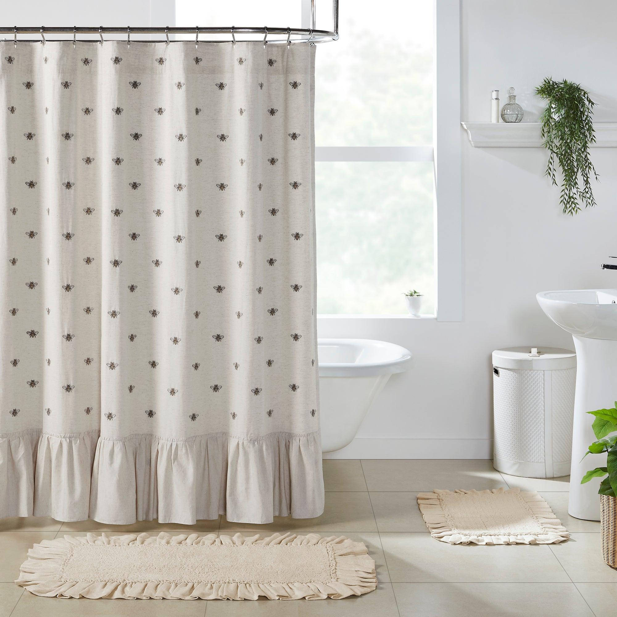 Embroidered Bee Shower Curtain 72x72 VHC Brands - The Fox Decor
