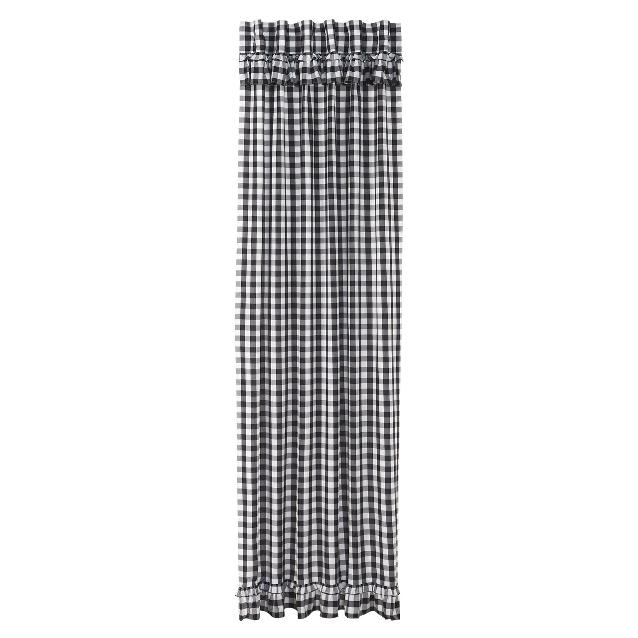 Annie Buffalo Black Check Ruffled Panel Curtain 96"x50" VHC Brands - The Fox Decor