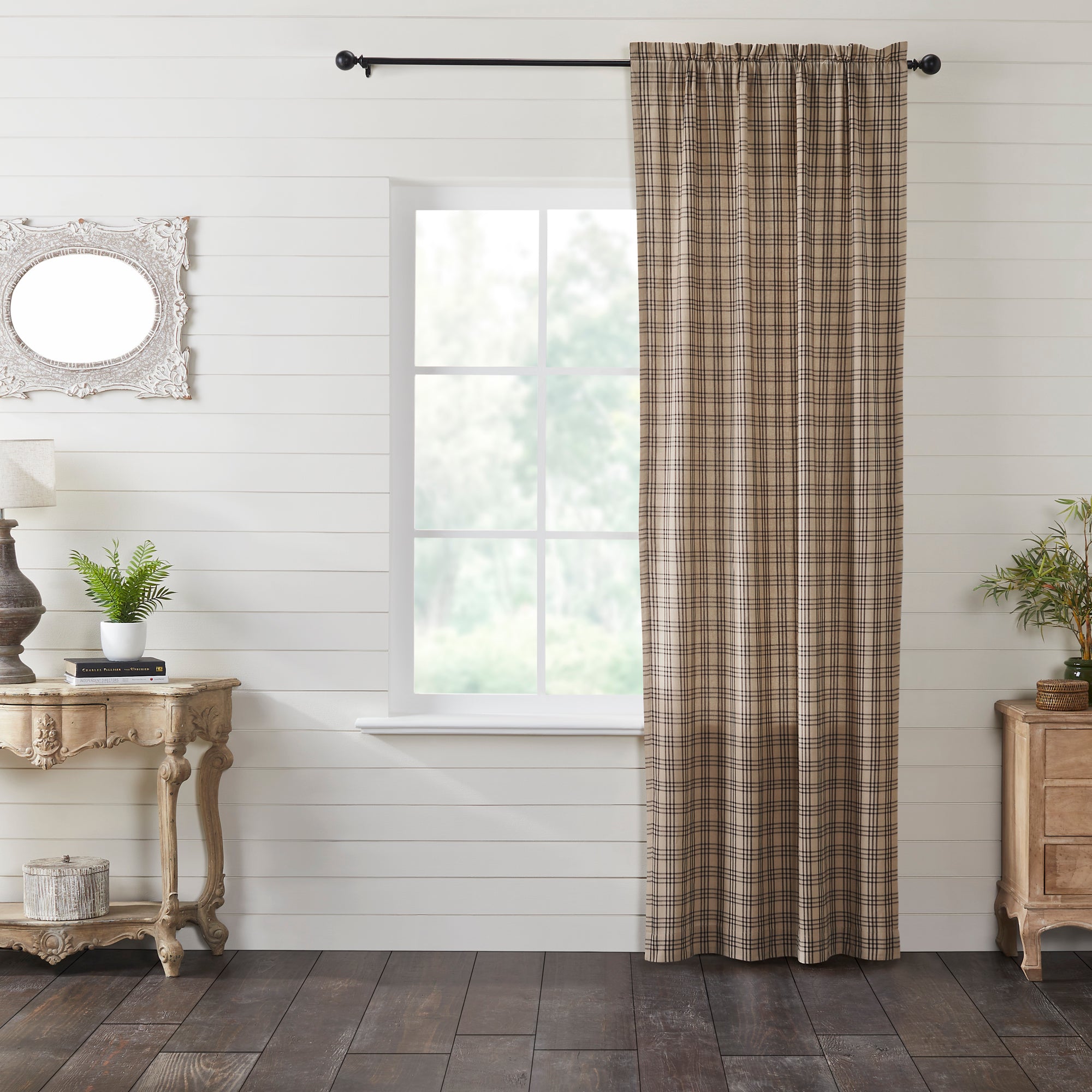 Sawyer Mill Charcoal Plaid Panel Curtain 96