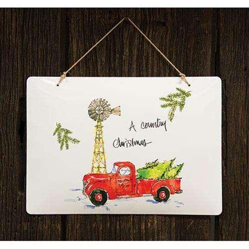 A Country Christmas Enamel Sign - The Fox Decor