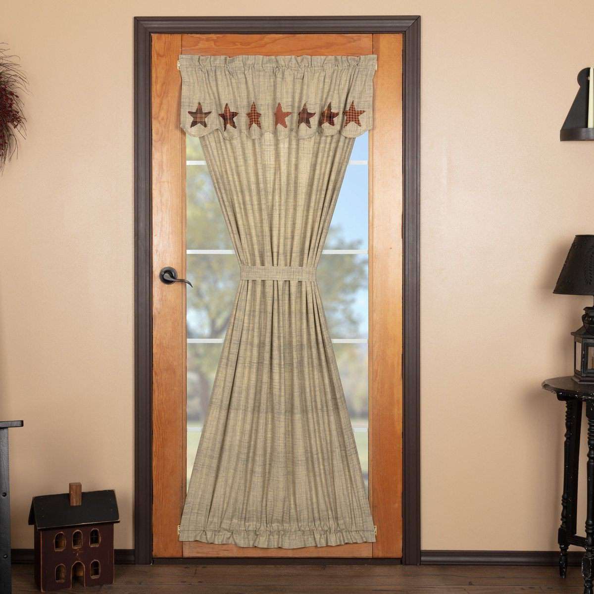 Abilene Star Door Panel with Attached Valance 72"x40" curtain VHC Brands 