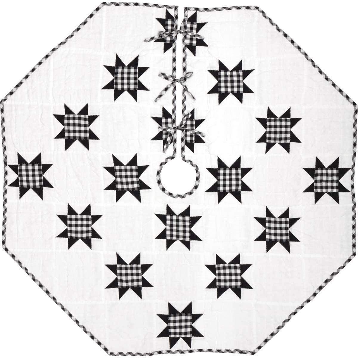 Emmie Black Patchwork Christmas Tree Skirt 55 VHC Brands - The Fox Decor