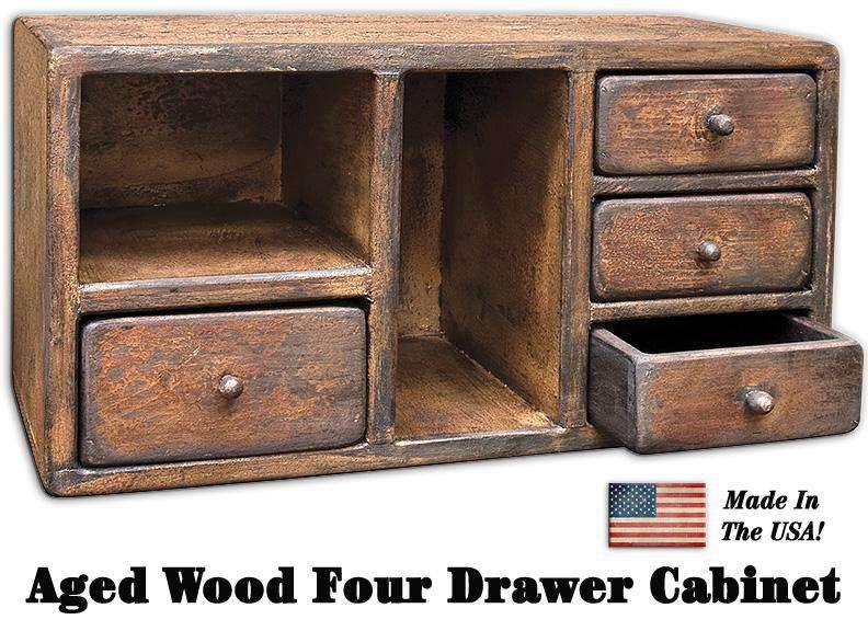 Aged Four Drawer Cabinet Wood CWI+ 