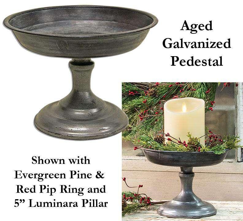 Aged Galvanized Pedestal - The Fox Decor