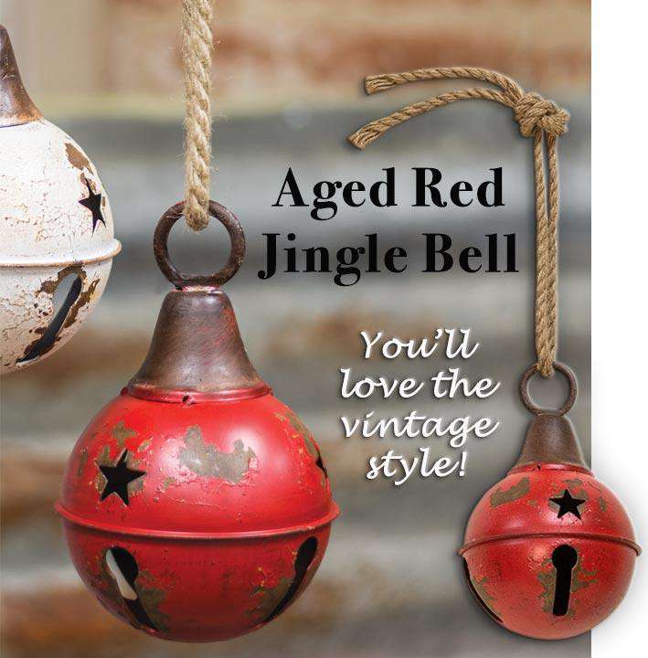 Aged Red Jingle Bell, 4" Bells CWI+ 