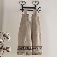 Thumbnail for Sawyer Mill Charcoal Farmhouse Button Loop Kitchen Towel Set of 2