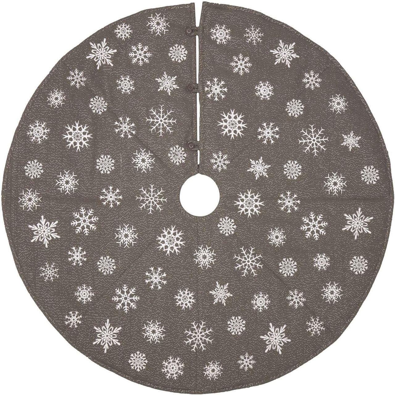 Snowflake Burlap Grey Christmas Tree Skirt 48 VHC Brands - The Fox Decor