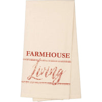 Thumbnail for Sawyer Mill Red Farmhouse Living Muslin Unbleached Natural Tea Towel 19x28 VHC Brands - The Fox Decor
