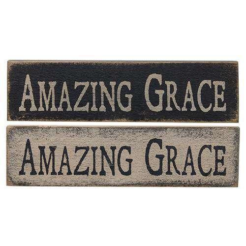Amazing Grace Vintage Look Sign, Asst - The Fox Decor