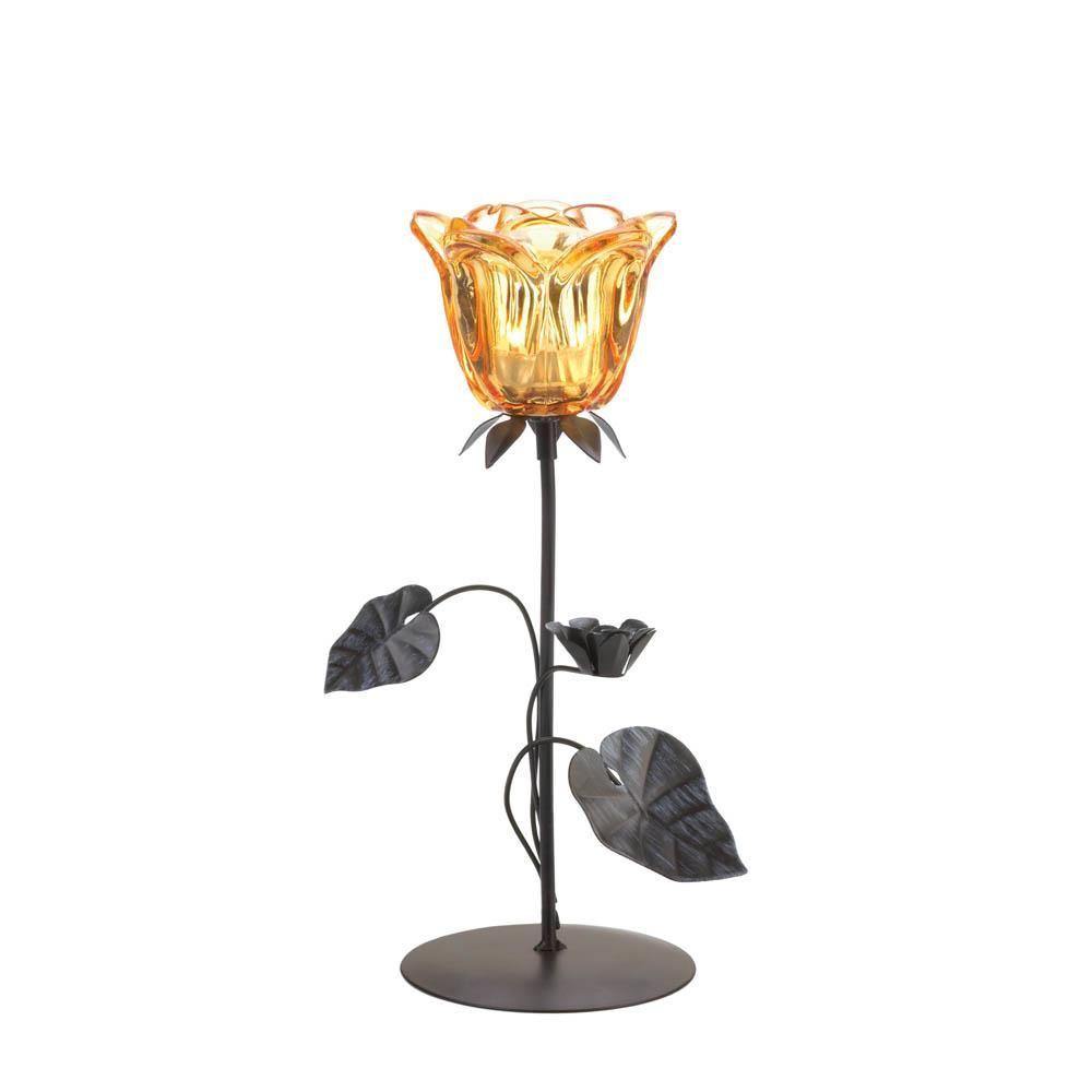 Amber Floral Candle Holder - The Fox Decor