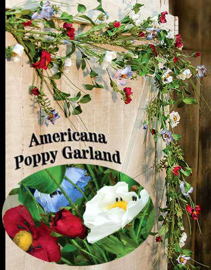 Americana Poppy Garland Patriotic Florals CWI+ 