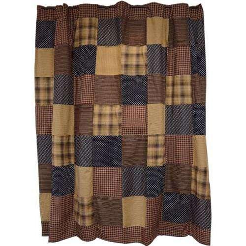 Americana Primitive Bath-Patriotic Patch Red Shower Curtain, 72 x 72 - The Fox Decor