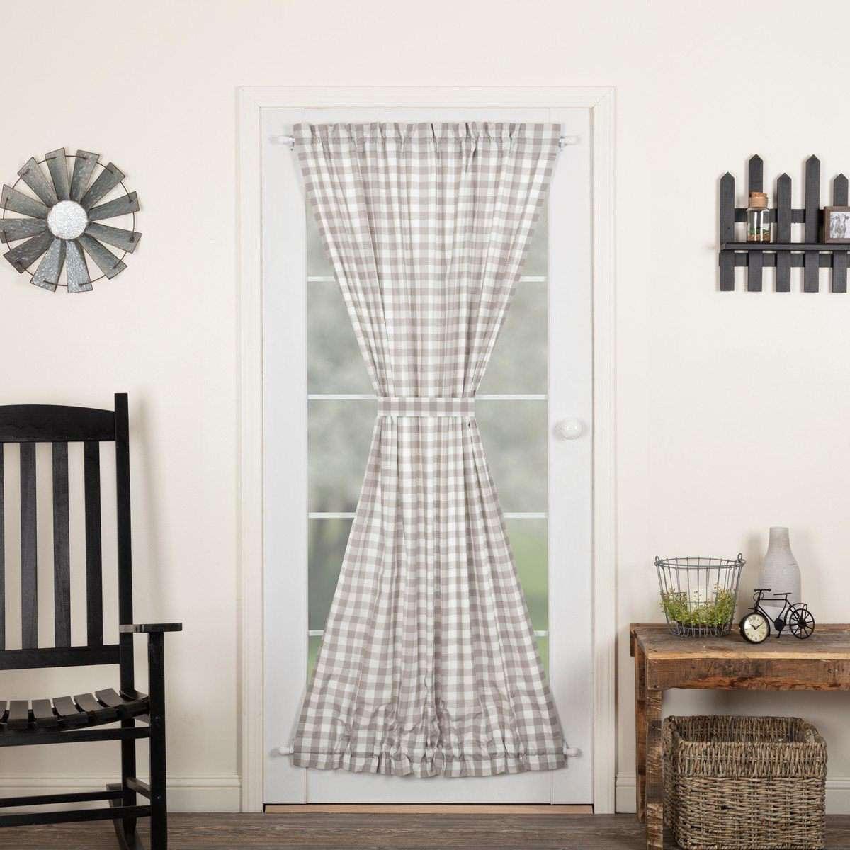 Annie Buffalo Black/Grey/Red/Tan Check Door Panel 72x40 curtain VHC Brands 