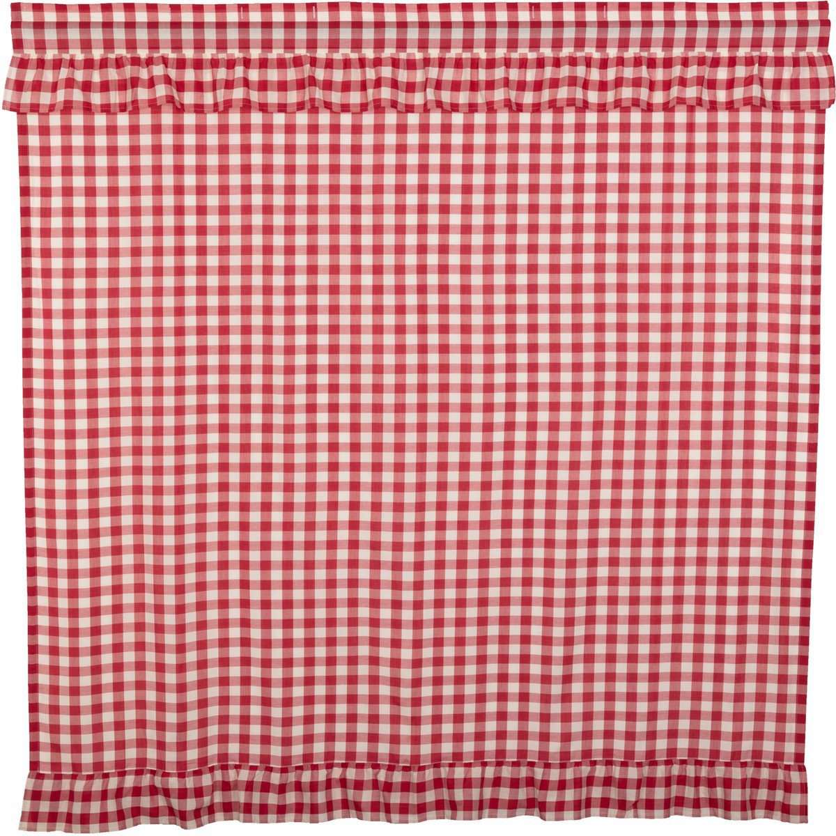 Annie Buffalo Black/Red Check Ruffled Shower Curtain 72"x72" curtain VHC Brands 