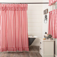 Thumbnail for Annie Buffalo Black/Red Check Ruffled Shower Curtain 72
