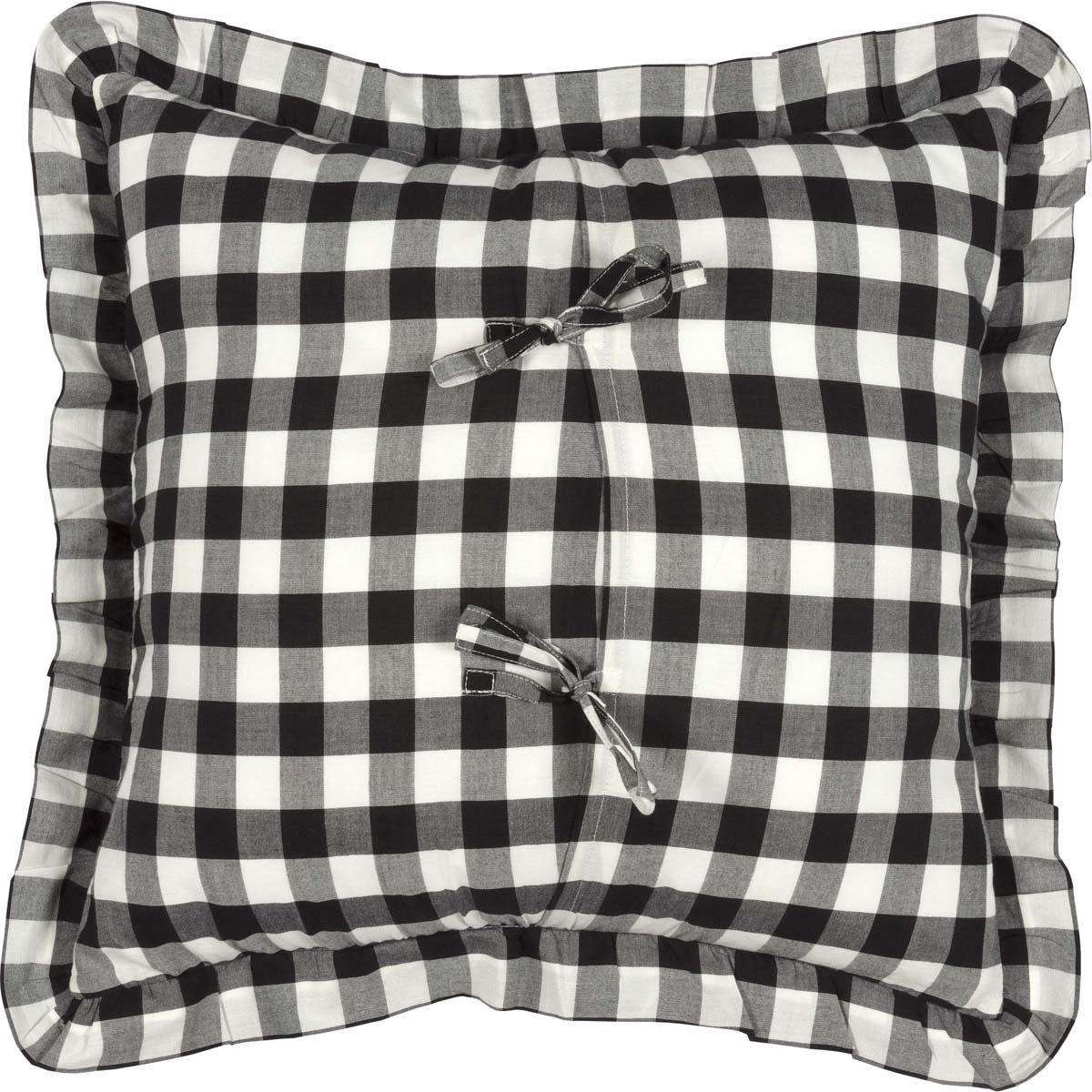 Annie Buffalo Check Ruffled Fabric Pillow Black, Grey, Red Pillows VHC Brands 