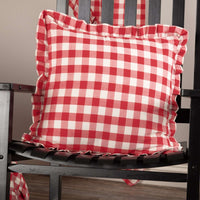 Thumbnail for Annie Buffalo Check Ruffled Fabric Pillow Black, Grey, Red Pillows VHC Brands 