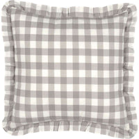Thumbnail for Annie Buffalo Check Ruffled Fabric Pillow Black, Grey, Red Pillows VHC Brands Grey 