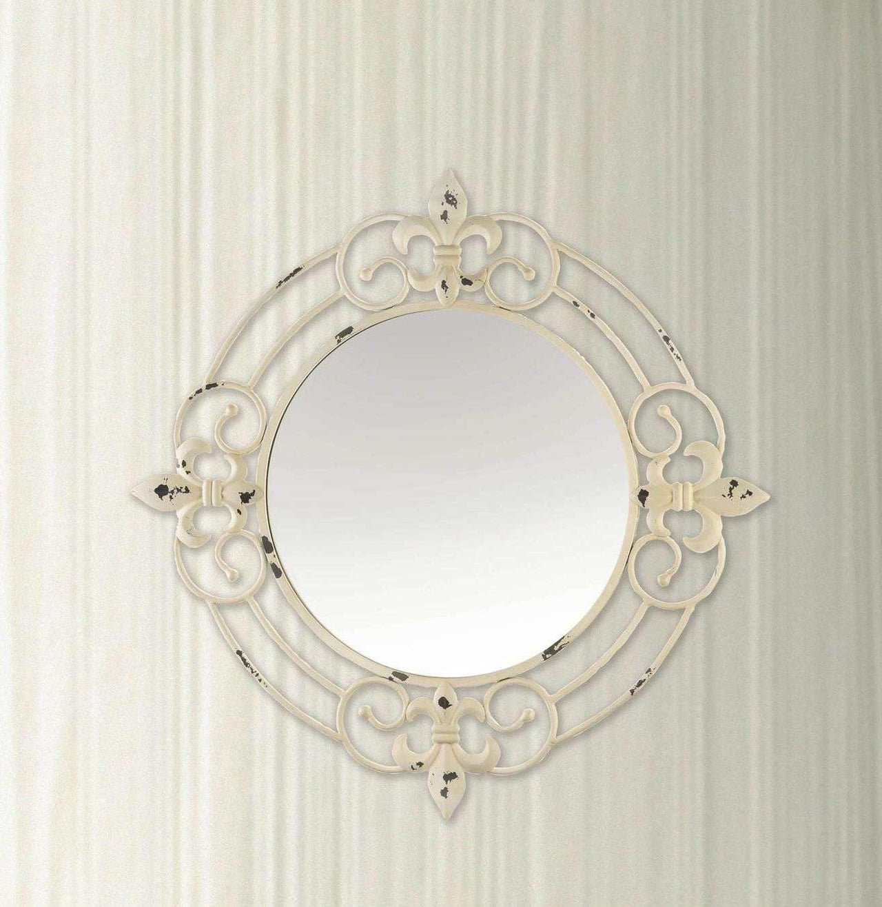 Antique White Fleur-De-Lis Wall Mirror - The Fox Decor