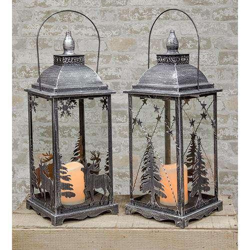 '+Antiqued Christmas Timer Lantern, Asst. - The Fox Decor